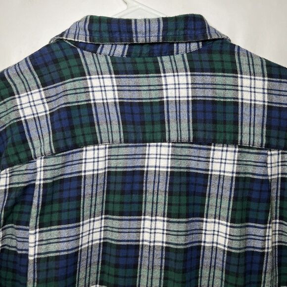 Lucky Brand Button Up Flannel Shirt Mens Size Large Green Blue Plaid Long Sleeve - Picture 11 of 12